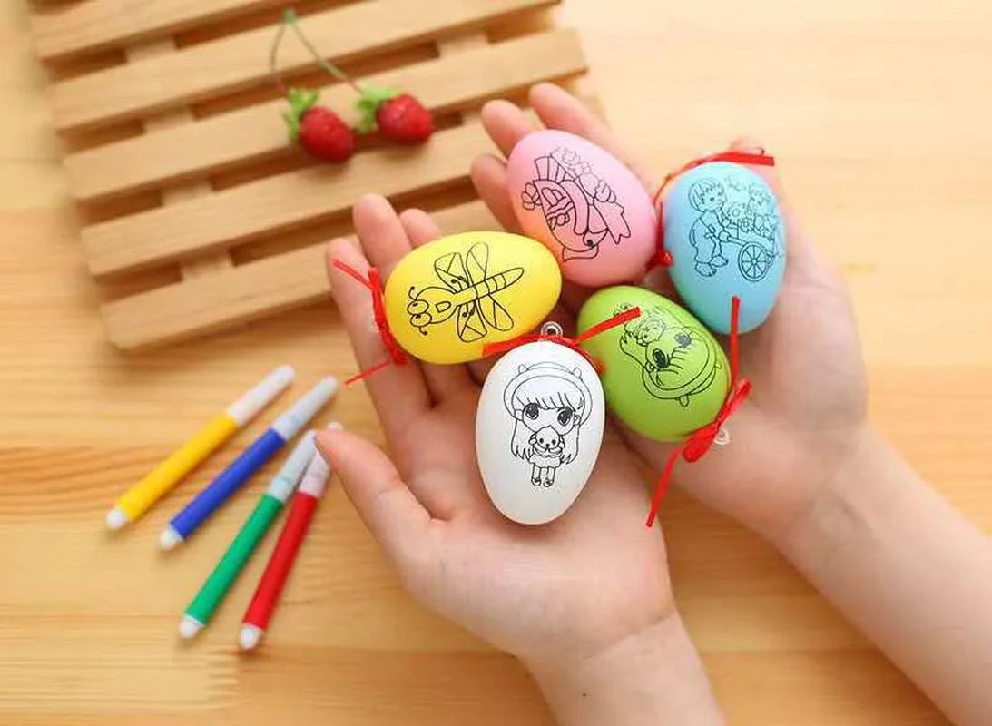 50pack Christmas Easter Funny Cartoon Children Handmade DIY Hand Painted Color Egg Toys Party Birthday Gifts