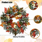 Autumn Wreath 45cm Fall Wreaths Pumpkin Berry Maple Leafs Artificial Wreath Harvest Autumn Front Door Wreath Halloween Decor