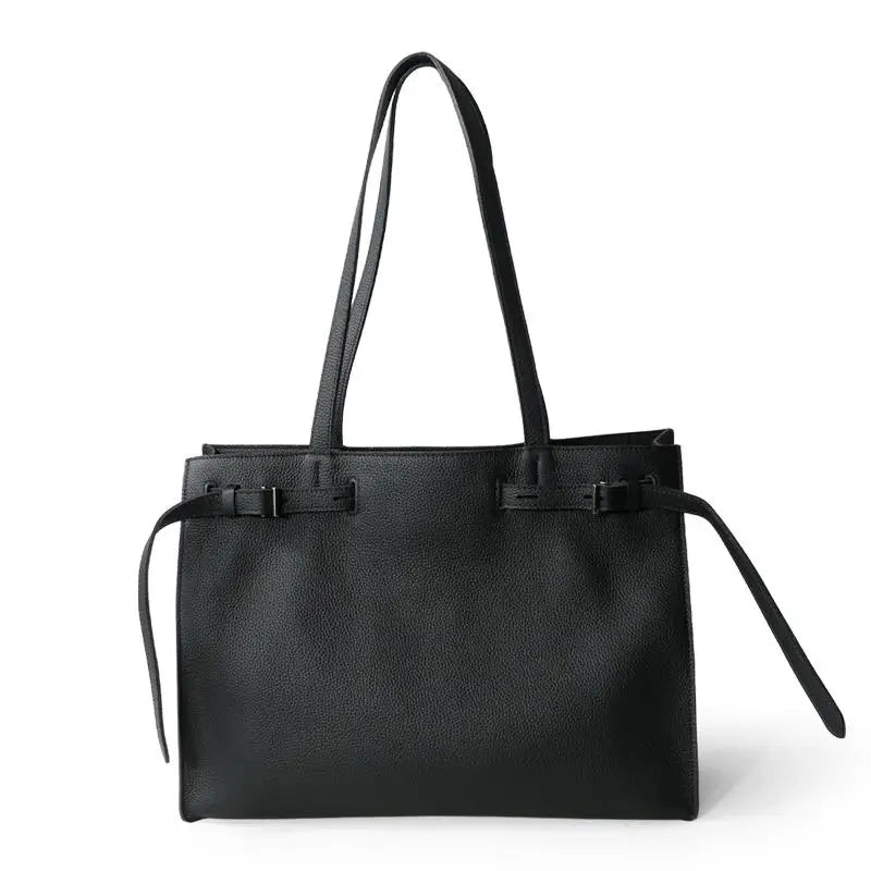 Women Totes Laptop Bag 2025 New Luxury Genuine Leather Commuter Handbag Female Large Capacity Minimalist Computer Shoulder Bag