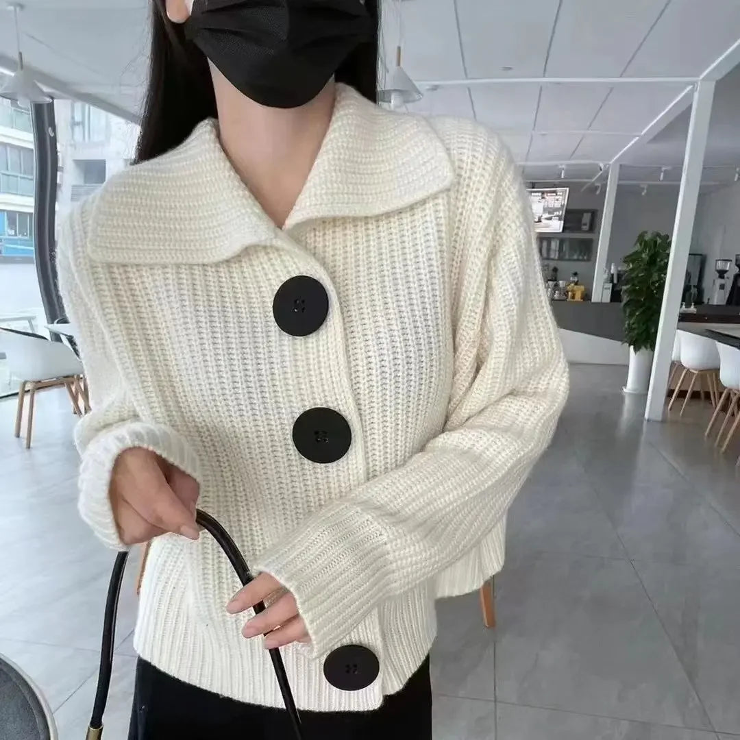Women's Cardigans Spring Autumn Outerwear Solid Ladies Knit Sweaters Coat Y2k 2024 Trend Crochet Top Korean Fashion Casual Hot