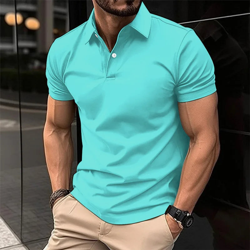 Fashion Men's Solid Color Polos T-Shirts Summer Short Sleeve Street Trend White Black Red POLO Tee 6XL Plus Size Casual Tops