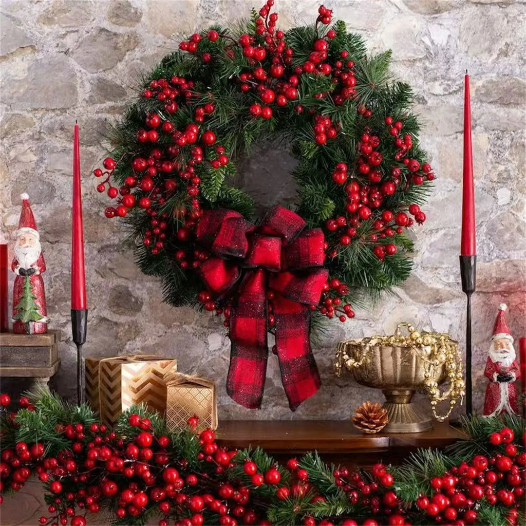 Christmas Wreaths Christmas Leaf And Berry Decoration Garland Wall Door Window Display Decoration Festive Decorative Supplies