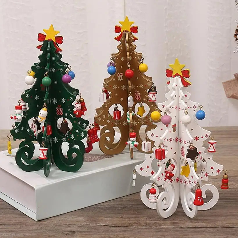 1 Pcs Christmas Decorations Creative Wooden Christmas Tree Ornament Home Desktop Party Decor Xmas New Year Kids Gifts