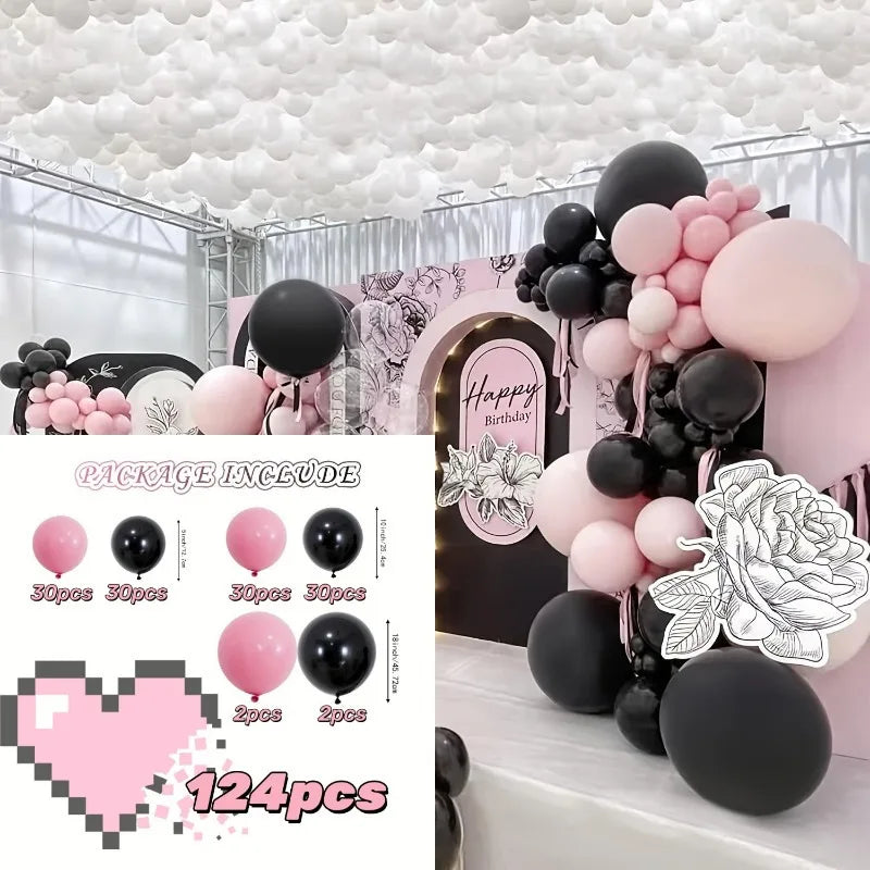 124pcs Valentine's Day Themed Balloon Set for Indoor and Outdoor Decoration of Valentine's Day,Anniversaries,and Birthday Party