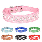 Pet collars for small dogs, pet collars, rhinestone PU collars for cats and dogs, adjustable to prevent pets from being lost