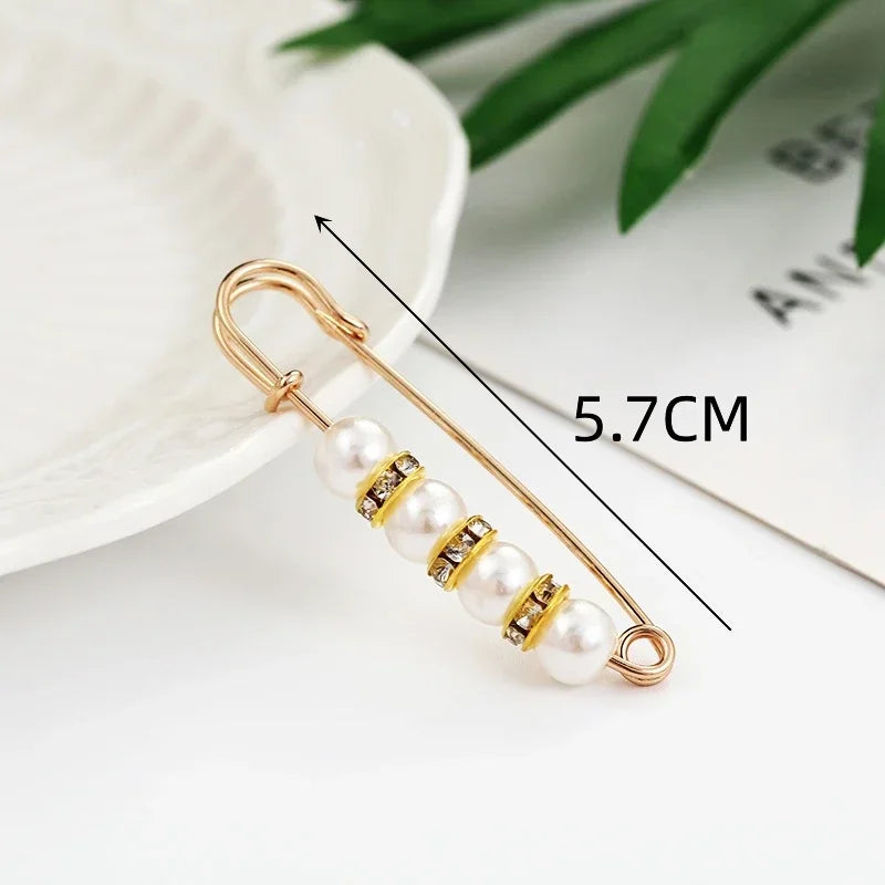 Broche Set Big Beads Fashion Clothing Brooches for Women Pearl Lapel Safety Sweater Coat Dress Pins Badge Buckle Accessories