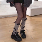 Woman Knitted Leg Warmers Autumn and Winter New Bowknot Thick Keep Warm White Leg Warmers 1 Pair High-quality