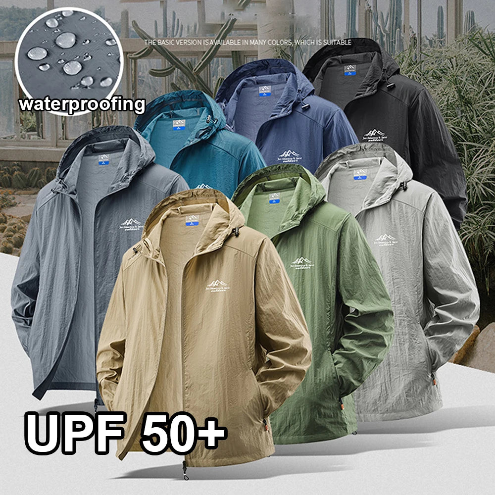 Summer Men's Sun Protection Clothing Lightweight Breathable Ice Silk Hooded Quick Dry Jacket Outdoor Anti-ultraviolet Skin Coat