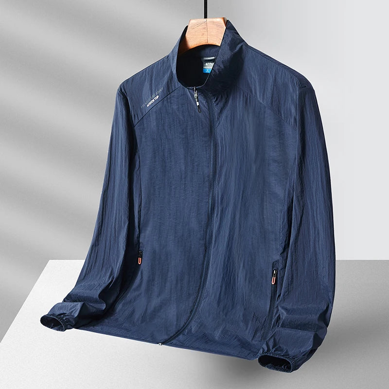 Summer Sun Protection Clothing Mens Gym Lightweight Breathable UV Protection Lapel Coat Casual Fishing Hiking Solid Color Jacket