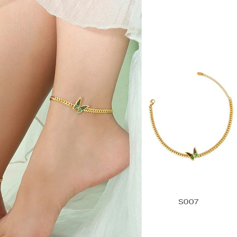 Anklets For Women Stainless Steel 18K Gold Plated High Quality No Tarnish Women's Ankle Bracelets Foot Chains Luxury Ankle Strap