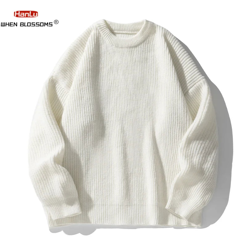 2023 Autumn Winter New Sweater Women's Men's  Green Knitted pullover Basic Solid Color Loose Black White Sweater Coats Warm Tops