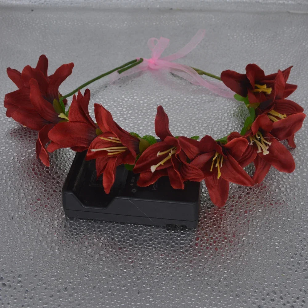 Light Up Party Flower Headband Wreath Crown Floral Wedding Garland Bridal Hairbands Festivals Photo Birthday Christmas