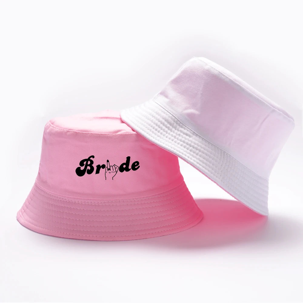 Bridal Bucket Hat Female Beach Pool Marriage Wedding Engagement Party Bridal Gift Travel Fashion New Fishing Cap Gift Wholesale