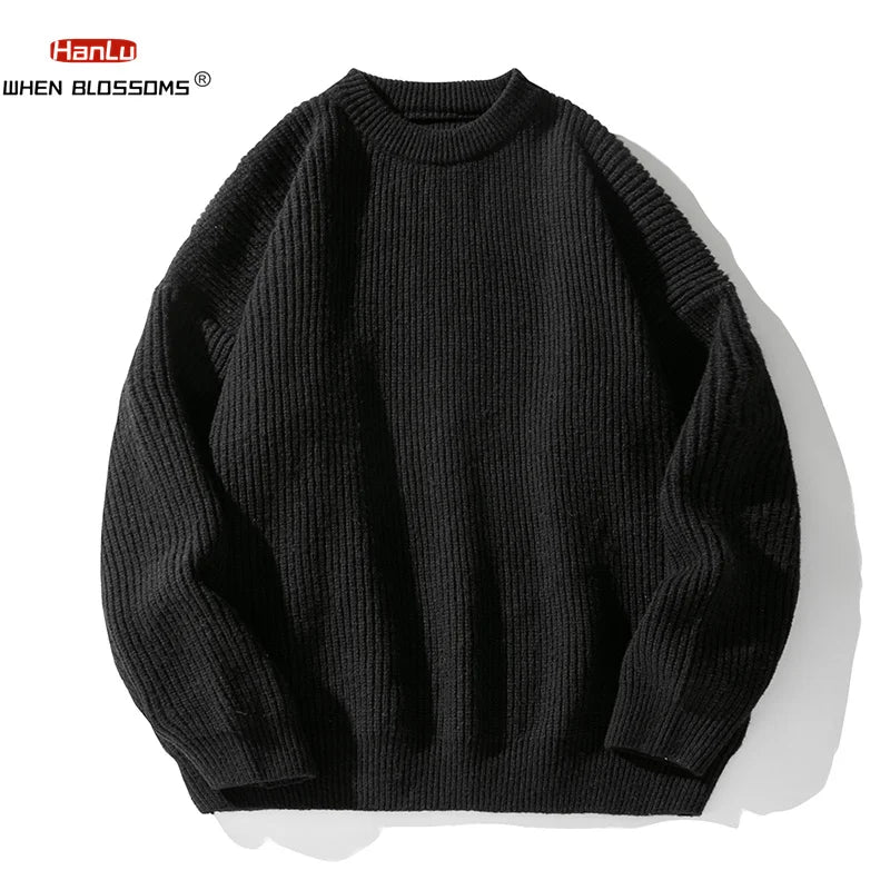 2023 Autumn Winter New Sweater Women's Men's  Green Knitted pullover Basic Solid Color Loose Black White Sweater Coats Warm Tops