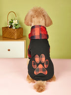 Pet Clothes for Dog Cat Puppy dog Hoodie Coat Plaid Paw Sweatshirt Dog Warm Outfits for Small Medium Dog for Daily Wear