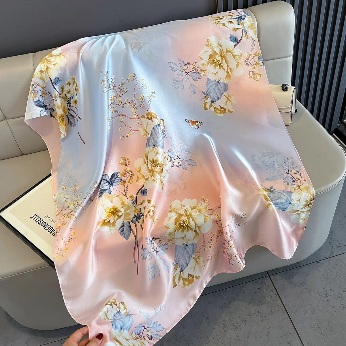 New Women Scarves Spring Summer Autumn Luxury Print Thin Light Satin Scarf Fashion Wrap Shawls 55 Colors Elegant Bandana Poncho
