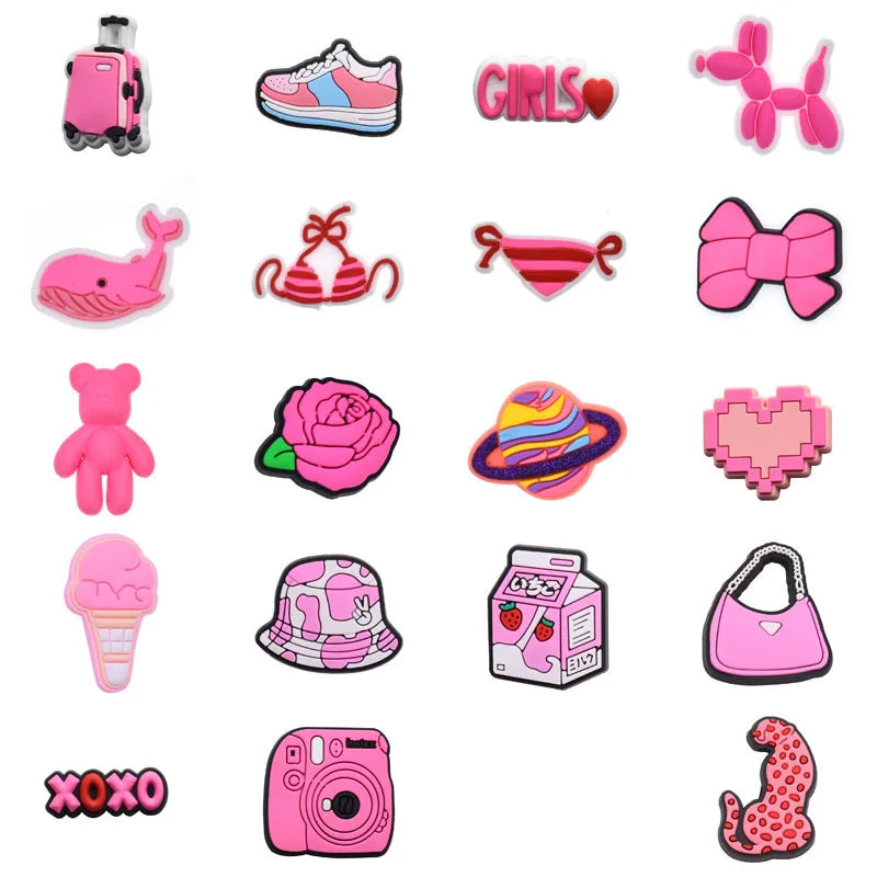 Pink Suitcase Shoe Charms for Crocs Accessories Sandals Men Clogs Pins Women Badges Girls Jeans Kids Decorations Buckle Shoes