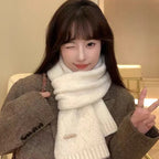 Women's Scarves Autumn Winter Thickened Warm Soft For Girl Comfortable Mink Fur Knitted Korean New Sweet Simple Versatile Scarfs
