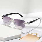 New Frameless Fashion Glasses for Men and Women, High-Definition Lenses with Textured Inlaid Rhinestones, Trendy Frame Design, Suitable for Daily Casual Wear, Perfect Gift Choice