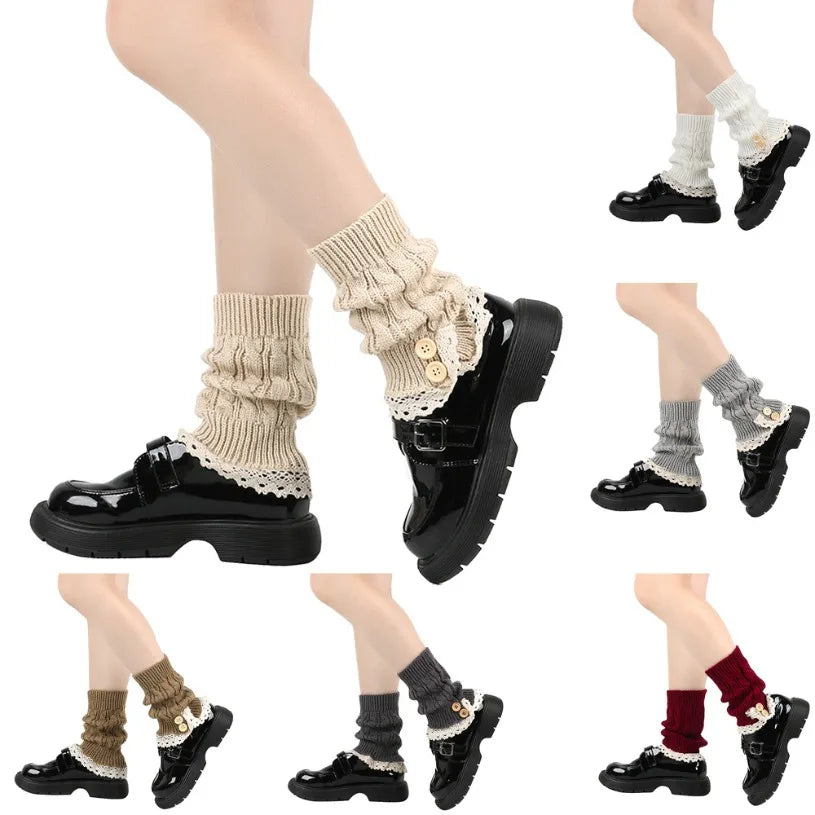 Leg Warmers Ankle Womens Winter Warm Stretch Slouch Thermal Ladies Thick Wool Cuffs Knitted Boot Socks Female Gaiter Lolita
