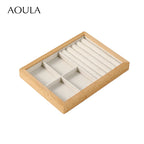 Stackable Ring Earring Jewelry Storage Multi Use Tray Bracelet Necklace Display Stand Holder Wooden Counter Top Drawer Organizer