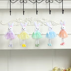 Easter Bunny Hanging Ornaments Pastel Purple Green Blue Yellow Skirt Rabbit Doll Figurine Kids Gifts Spring Easter Decorations