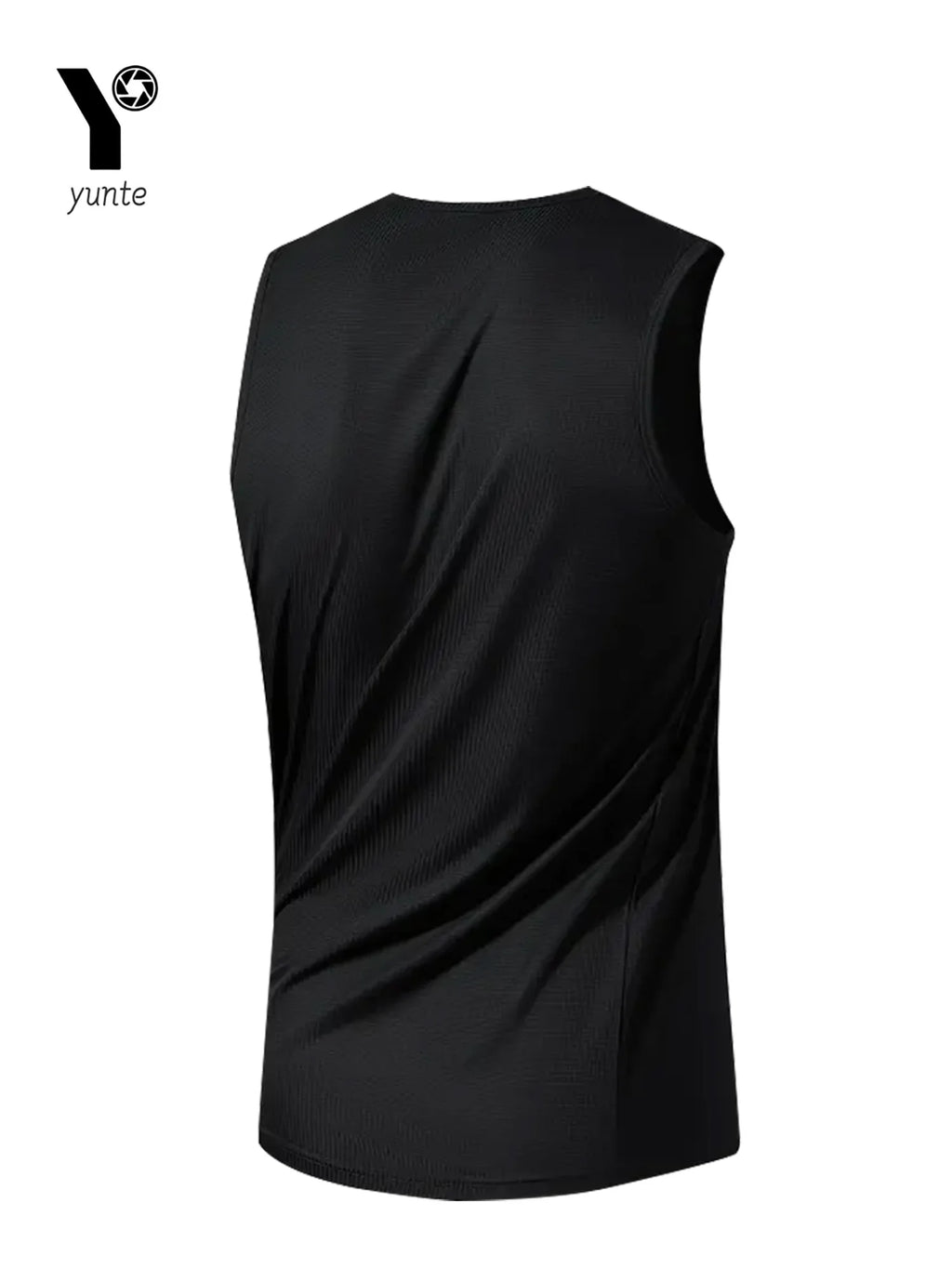 Men's Sports Vest Black 1-Piece Breathable Round Neck Slightly Elastic Fabric Pure Color Suitable for Spring, Summer and Autum R