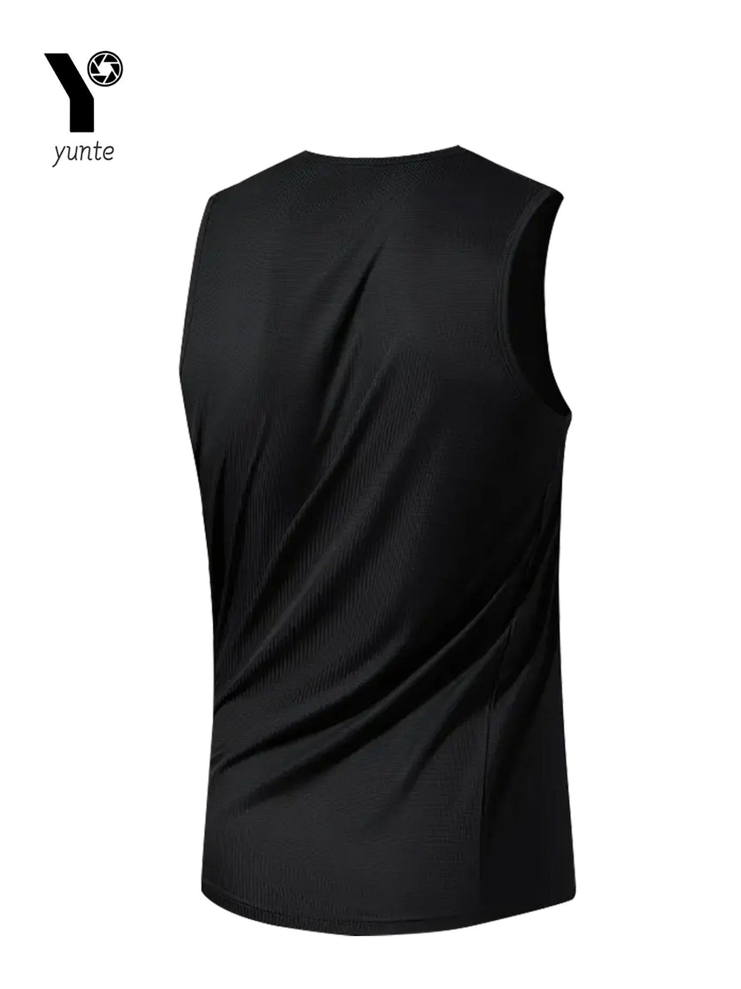 Men's Sports Vest Black 1-Piece Breathable Round Neck Slightly Elastic Fabric Pure Color Suitable for Spring, Summer and Autum R