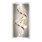 Living room decoration painting, modern minimalist high-end feeling, illuminated corridor with hanging paintings and lights