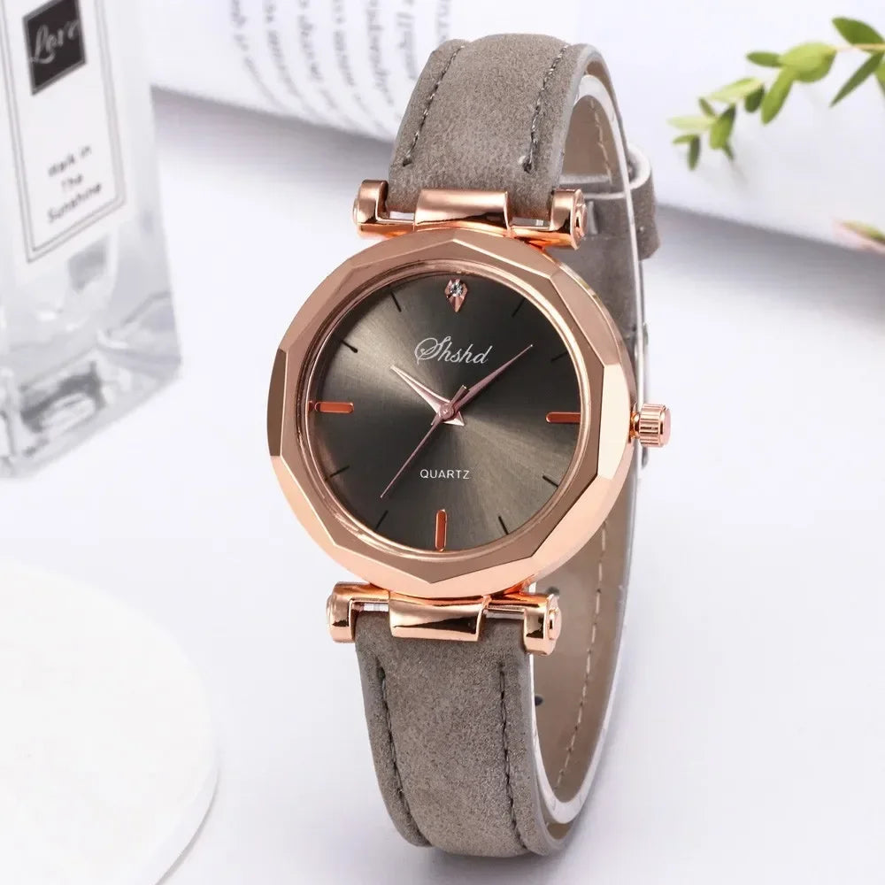 Casual Fashion Ladies Business Watch Women's Watches Women Leather Casual Watch Luxury Analog Quartz Crystal Wristwatch Relogio