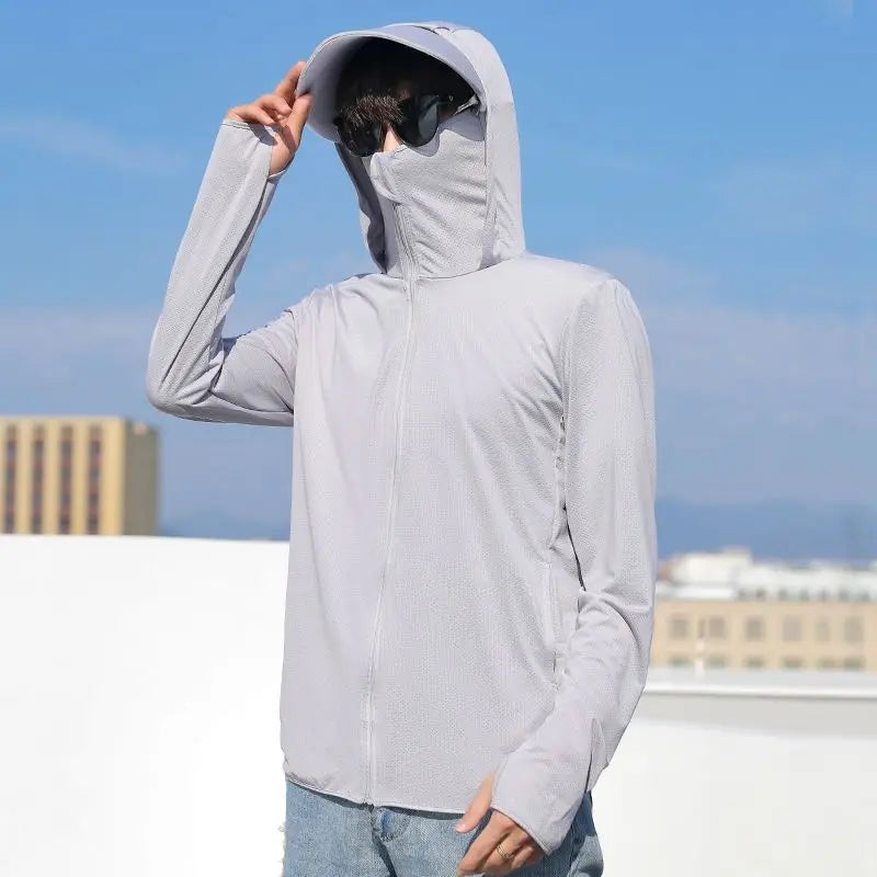 Summer Sun Protection Skin Coats Men Ultra-Light Sportswear breathable UV-proof Hooded Outwear Loose-fit Casual Fishing Jackets