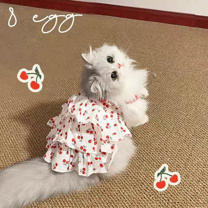 Pet Dress Pet Dresses for Dogs & Cats - Layered Cake Style Printed Clothes, Small Medium Breed Apparel, Adorable Summer Outfit