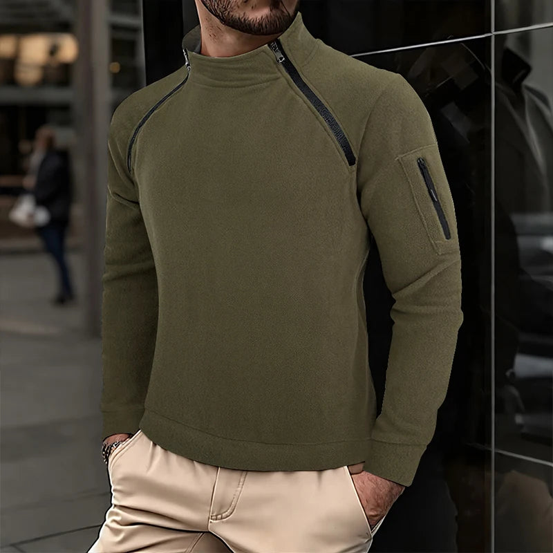 2025 Men Hoodie Autumn Winter Stand Up Collar Hoodie Casual Zipper Outdoor Wear Fashion Men's Clothing Coat