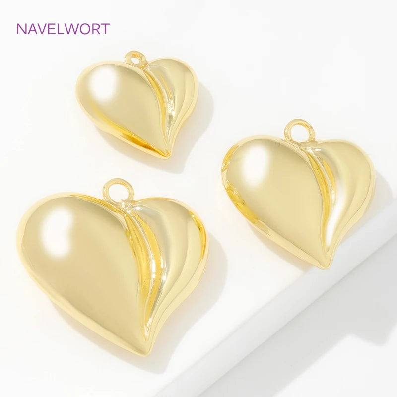 Pendants For Jewelry 18K Gold Plated Brass Heart Charms Pendants For Fashion Necklace Making Supplies DIY Jewelry Accessories