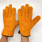 Men Work Gloves Soft Cowhide Driver Hunting Driving Farm Garden Welding Security Protection Safety Mechanic Glove