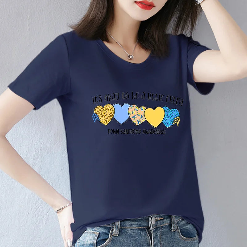 Valentine's Day  Women's T-shirt with Geometric Pattern Love Pri Printed Short Sleeve Tops  Aesthetic Clothes