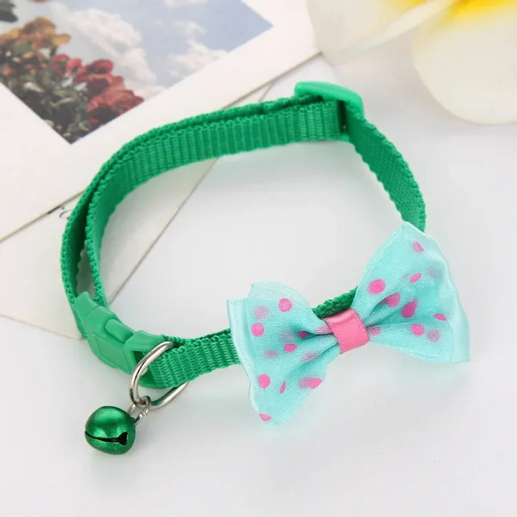 Pet Collar Adjustable Durable Cat Collars Cute Bow Kitten Necklace Soft Bell Puppy Lead Pet Product Dog Supplies Cat Accessories