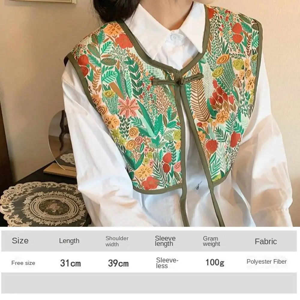 Fashion Embroidery Shoulder Wraps Detachable Vintage Shawl Flower Coat Cover Decorating for Women