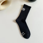 Men Socks Cotton Mid Calf Socks for Men Sports Letter Print Stockings Breathable Comfortable Stockings All Match Socks for Men
