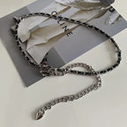 Chain Belt Women's Fashion Narrow Metal Belts Trim with Skirt Blouse Thin Waist Chain Gold Silver