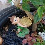 Garden Statues For Outside Resin Figurines Bird Feeder Statue Garden Decor Cartoon Sculpture Cute Lawn Ornaments Feeding Station