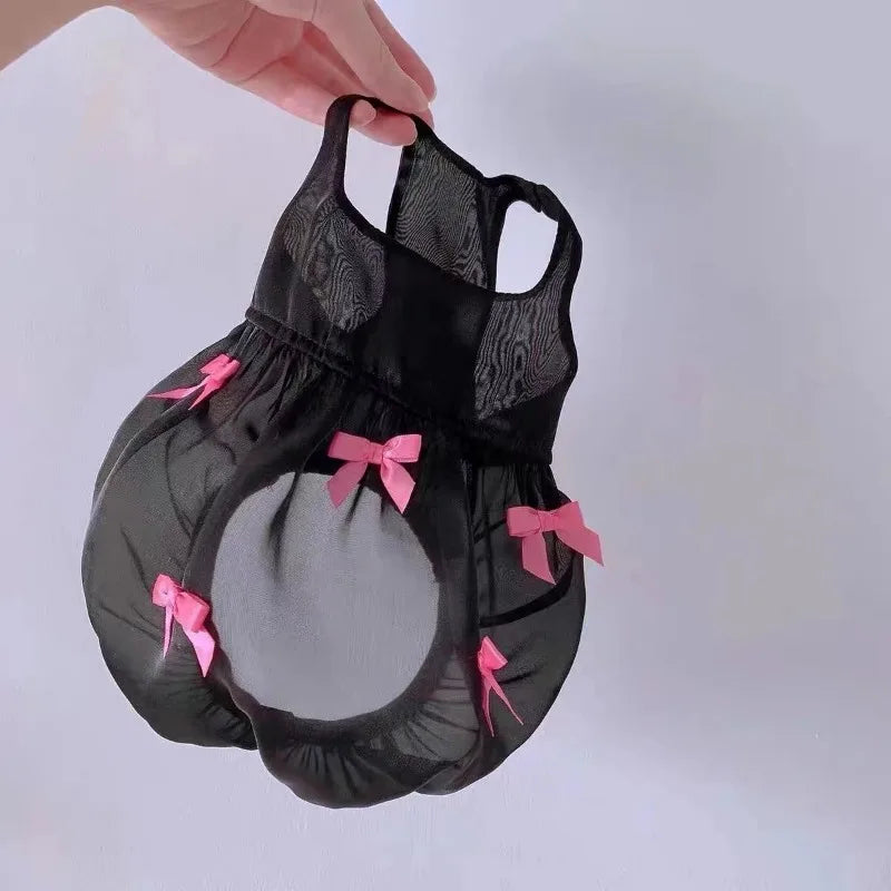 Pet Dresses Pet Dog Dresses Princess Wind Flowing Light Gauze Dog Summer Bow Strap Skirt Sling Dress Breathable Thin TeddyPet Dog Clothes