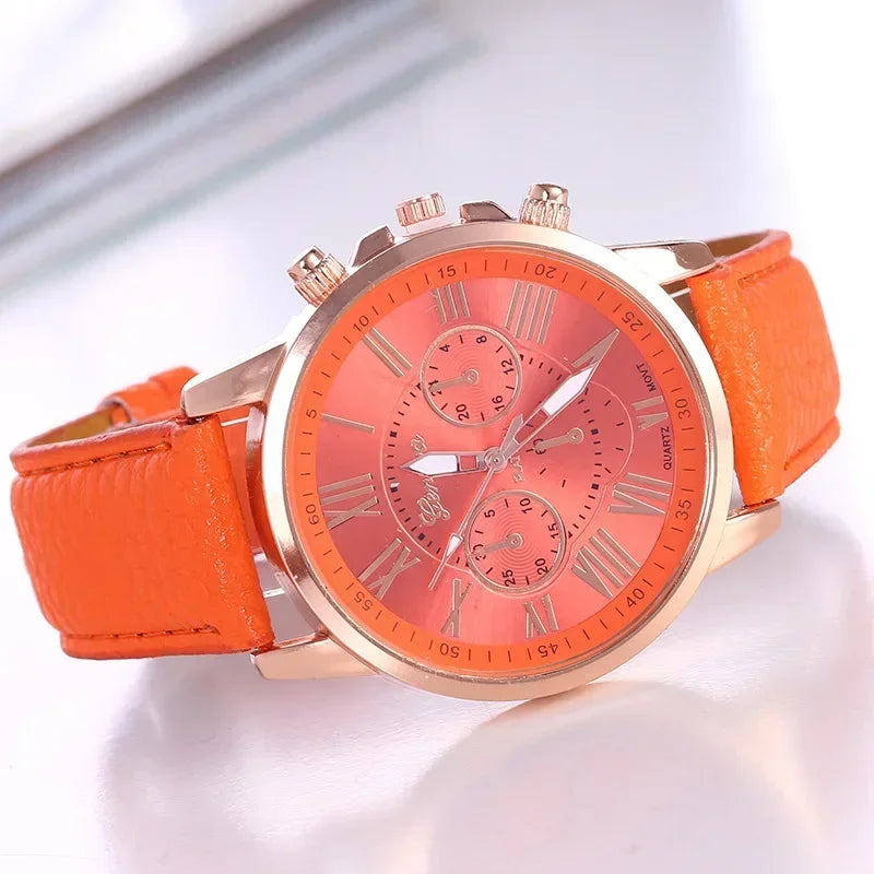Luxury brand for women's leisure watches; top quality leather dress watches with simple design and water resistance.