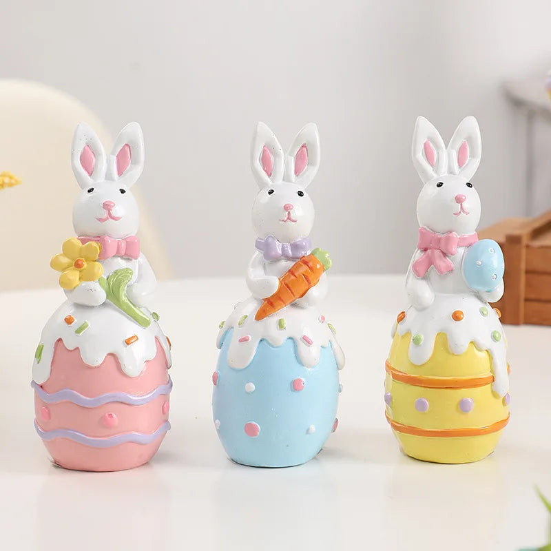 Creativity Easter Decorations Instagram Cute Bunny Easter Eggs Resin Ornaments Home Party Gifts European Style Handicrafts Decor