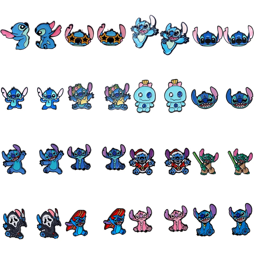 Cute Stitch Stud Earrings for Women Piercing Women's Stainless Steel Jewelry Fashion Accessories Gift for Girl