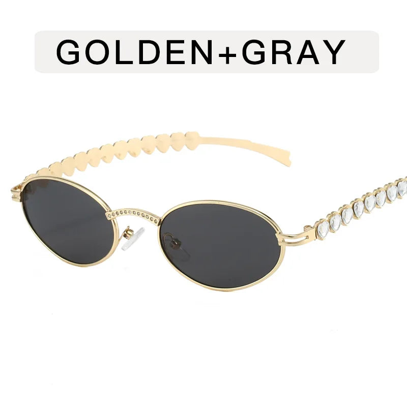 Fashion Eyeglasses Frames For Women Men Silver Oval Glasses Anti Blue Light Small Rhinestone Sunglasses With Metal Frame