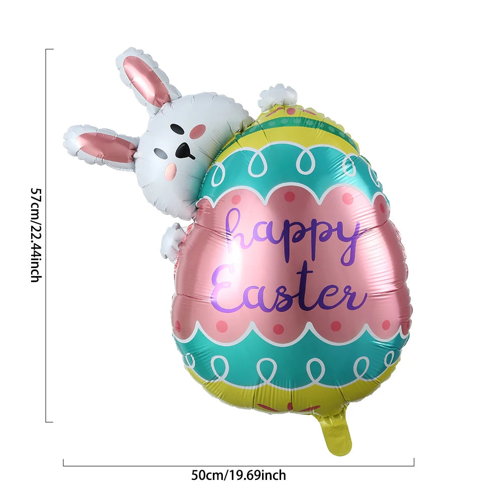 Easter Bunny Carrot Egg Foil Balloon Broken-shell Chicken Long eared Rabbit 4D Standing Balloon Happy Easter Party Deco Kid Gift