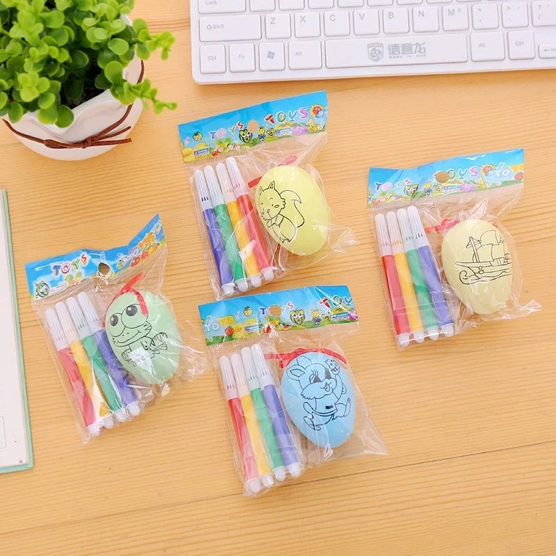 50pack Christmas Easter Funny Cartoon Children Handmade DIY Hand Painted Color Egg Toys Party Birthday Gifts