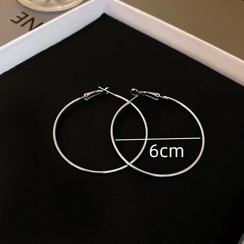 4CM 5CM 6CM Big Hoop Earring for Women Hiphop Rock Temperament Simple Circle Round Ear Jewelry Brincos Ornamentos Orejeras
