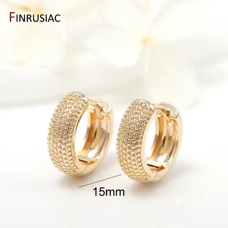 New Trendy Real Gold Plated Round Hoop Earrings For Women Girls Ladies Big Hoops Gold Circle Ring Earrings Party Gift